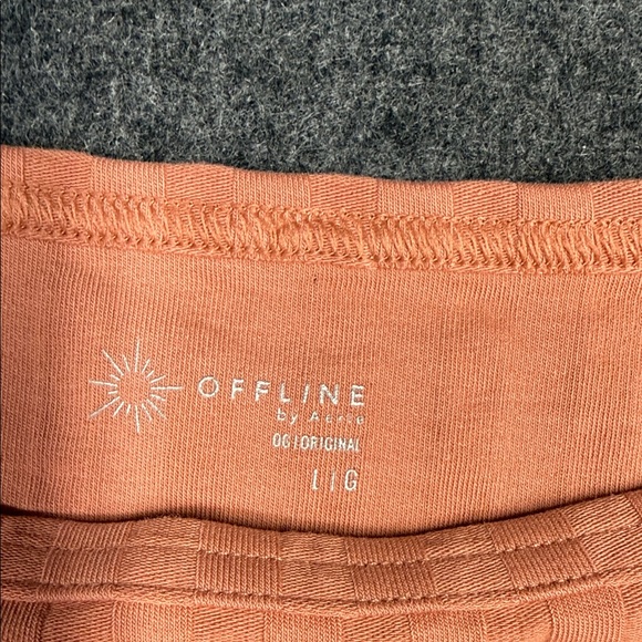 Offline Stylish Coral Ribbed Crop Top - Picture 4 of 7